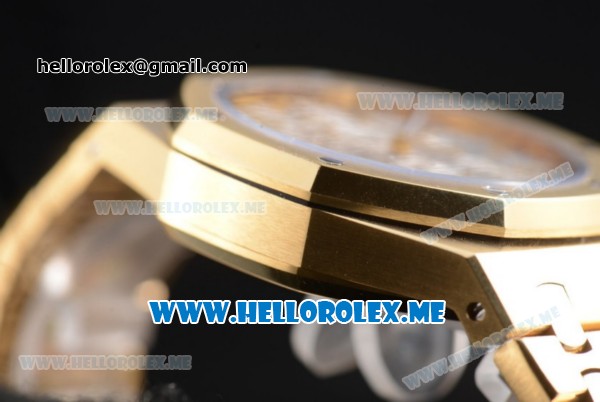 Audemars Piguet Royal Oak Miyota Quartz Yellow Gold Case/Bracelet with Silver Dial and Stick Markers - Click Image to Close
